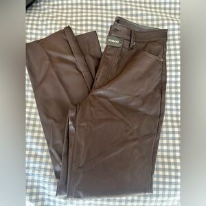 Express brown straight leg leather pants NWT